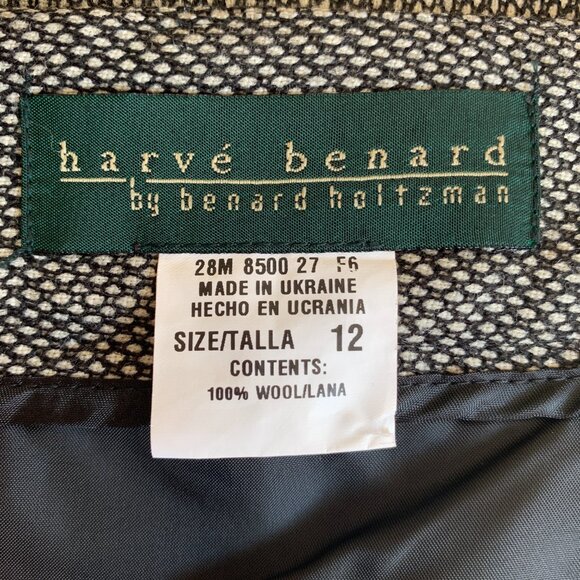 Vtg Harvé Benard Pure Wool Midi Skirt | Charcoal Gray Tweed | Size 12 - Picture 9 of 9